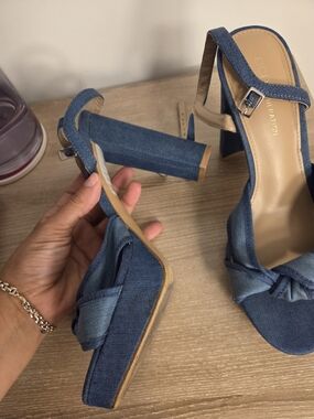 BCBGeneration Denim Knot Platform Heels - Blue